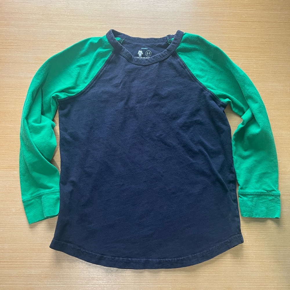Primary Navy and Green Long Sleeve Tee